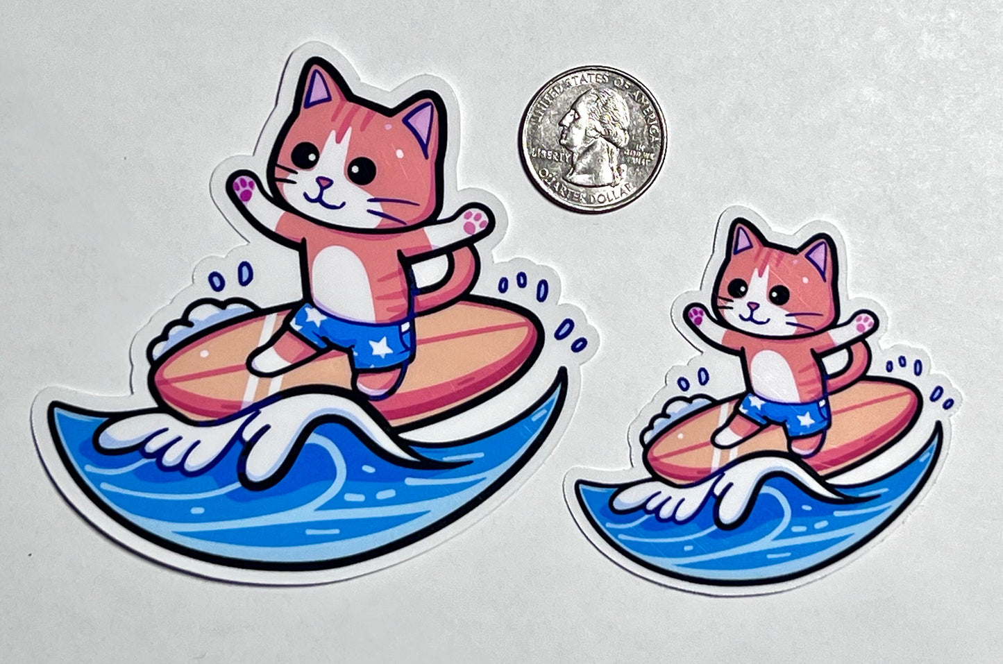 Surfer Cat Vinyl Sticker image 2