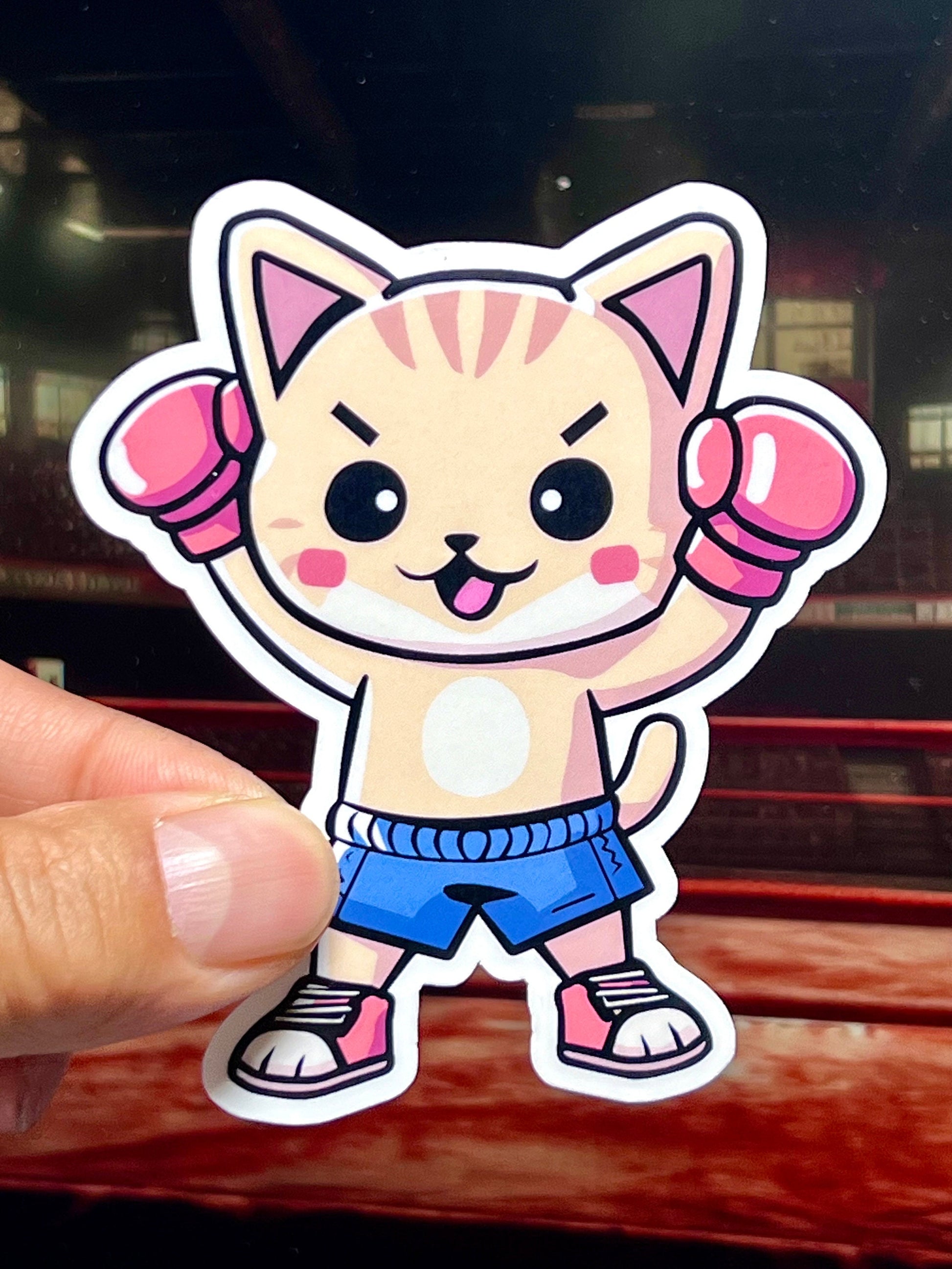 Boxing Cat Vinyl Sticker