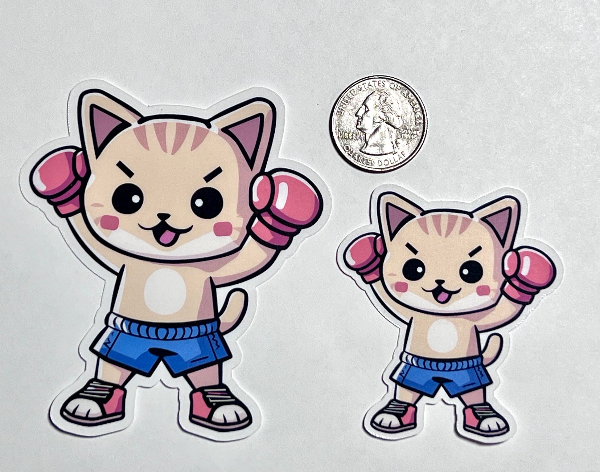 Boxing Cat Vinyl Sticker image 2