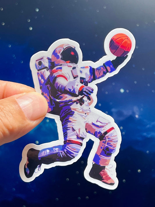 Basketball Astronaut Sticker | Spaceman Basketball Layup Vinyl Sticker