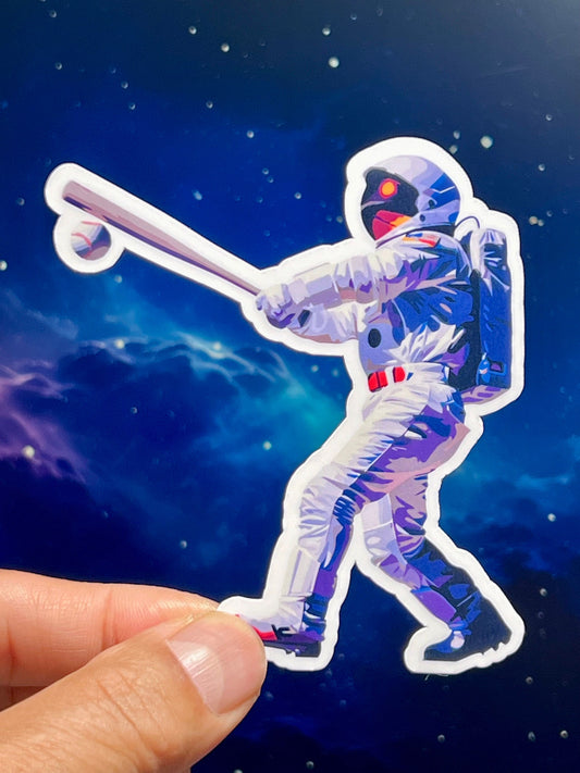 Baseball Astronaut Sticker | Spaceman Baseball Batter Vinyl Sticker