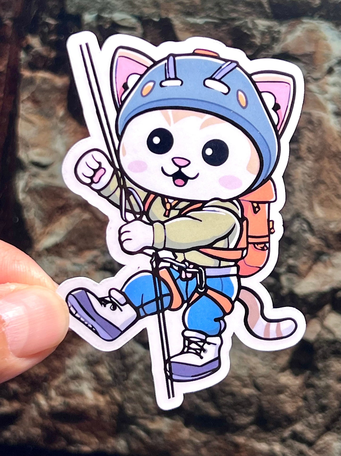 Climbing Cat Sticker | Rock Climbing Kitty Sticker | Outdoor Adventure Sticker