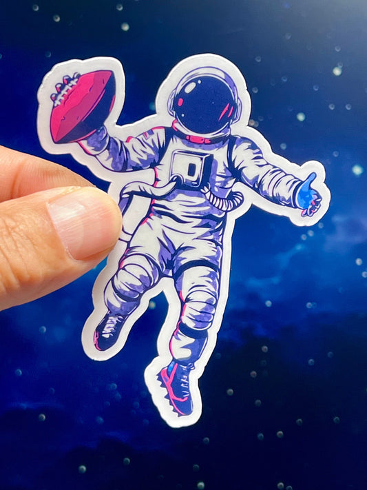 Football Astronaut Sticker | Spaceman Football Vinyl Sticker