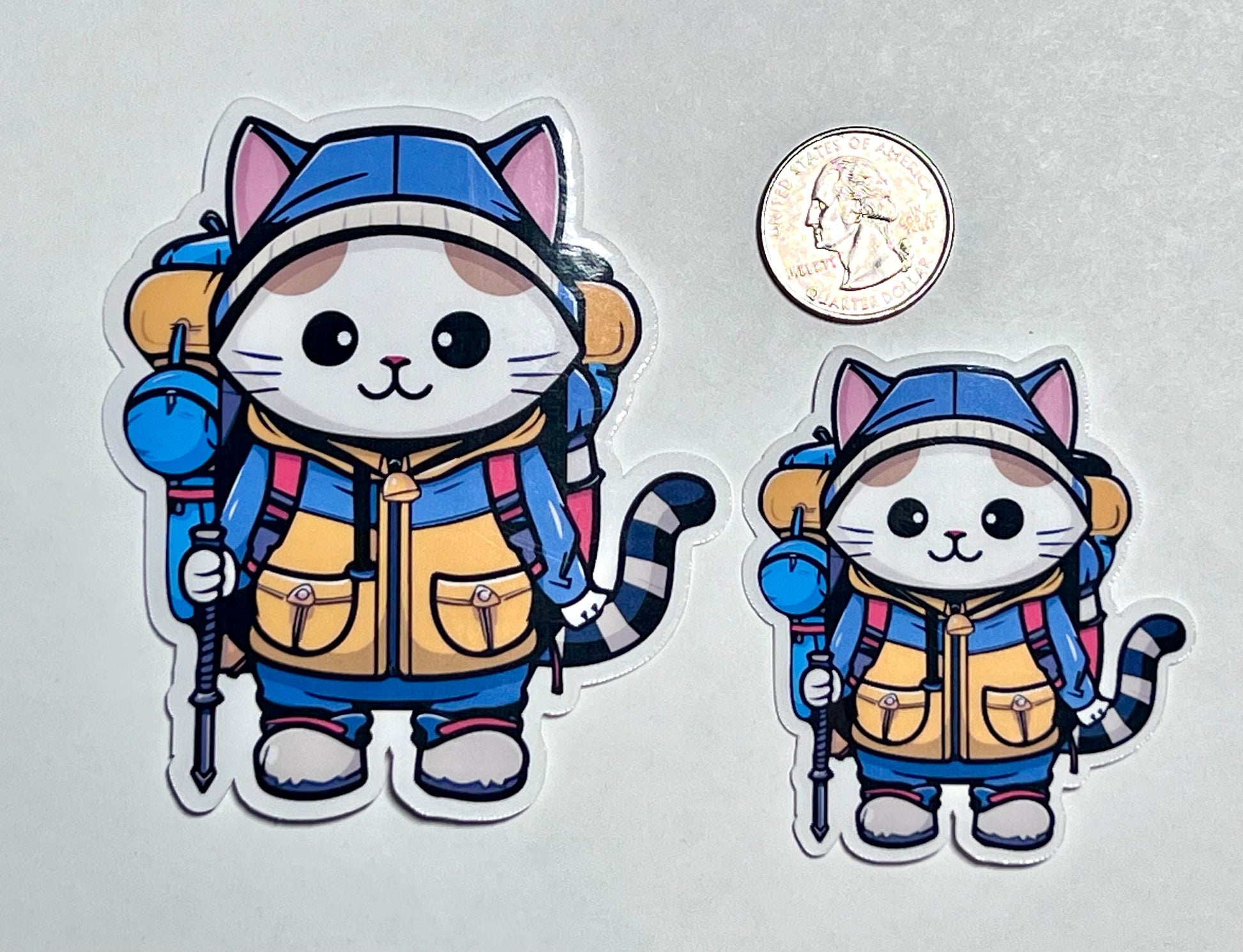 Hiking Cat Vinyl Sticker image 2