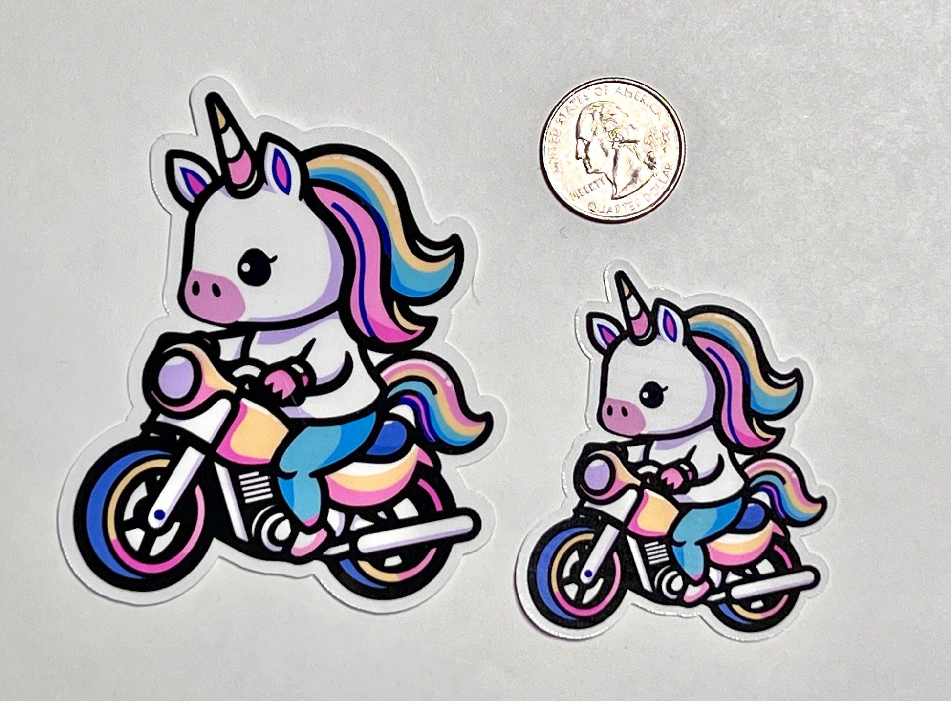 Unicorn Riding Motorcycle Vinyl Sticker image 2