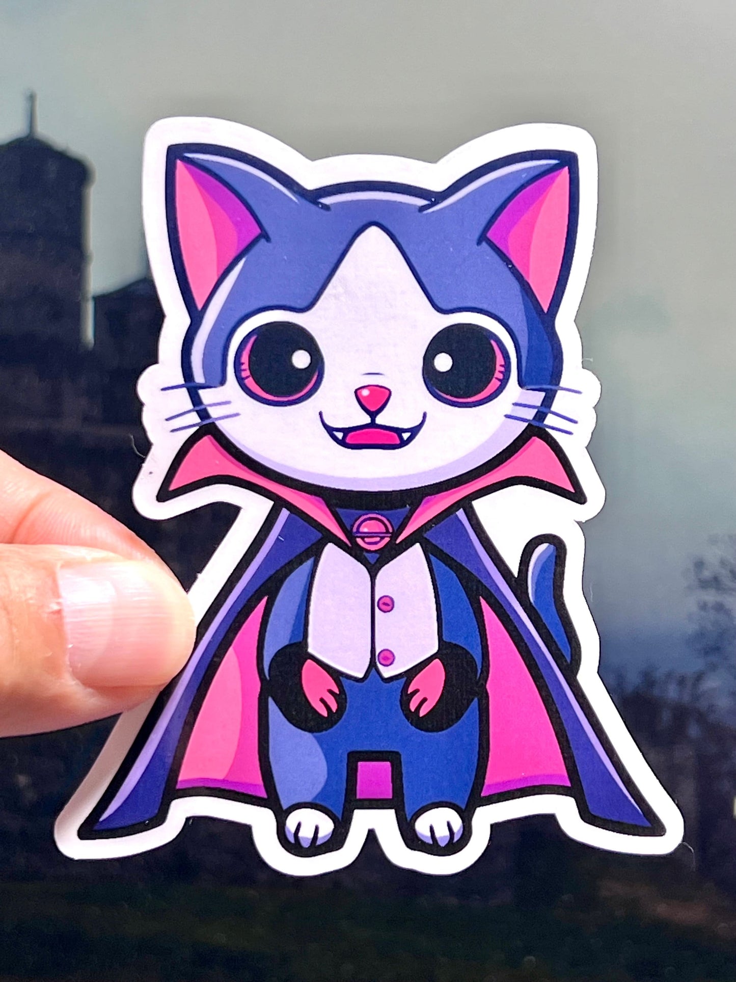 Vampire Cat Sticker | Dracula Kitty Sticker | Transylvania | Halloween Sticker