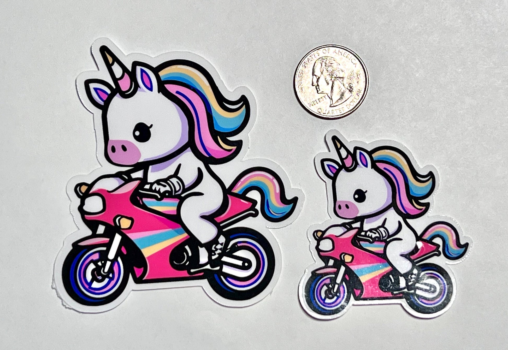 Unicorn Riding Sport Bike Vinyl Sticker image 2