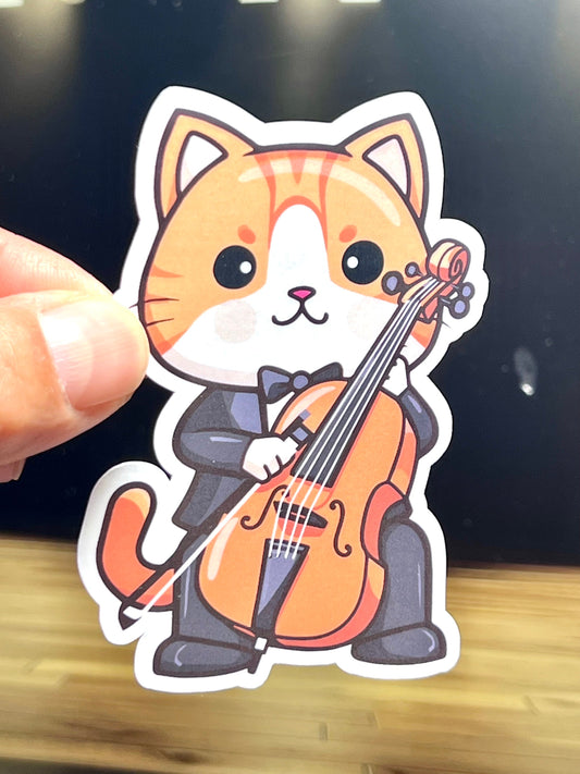Cello Cat Vinyl Sticker
