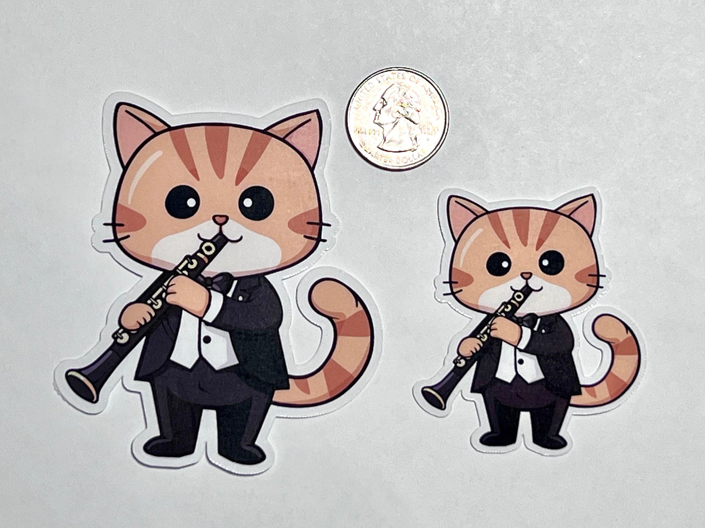 Clarinet Cat Vinyl Sticker image 2