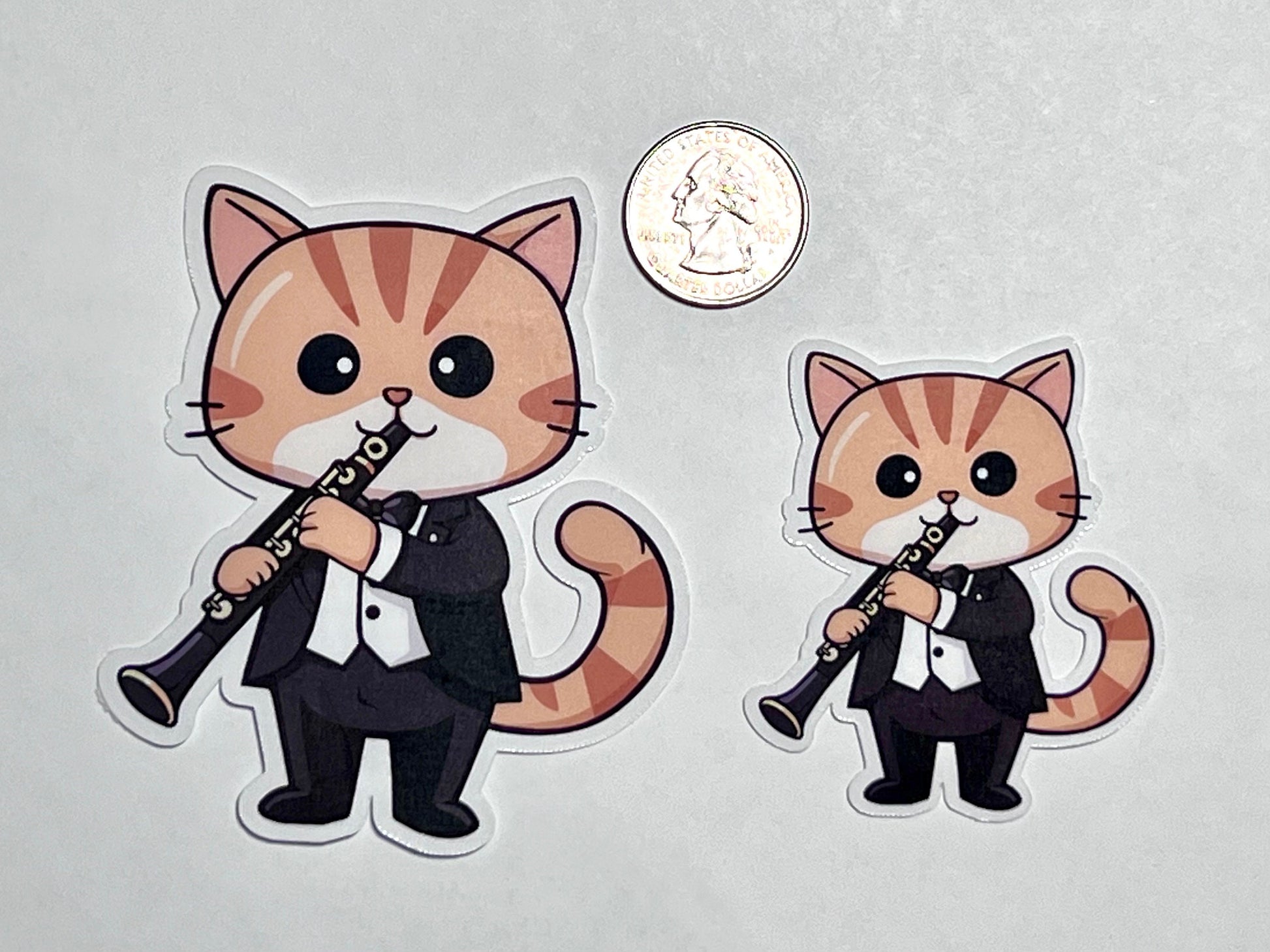 Clarinet Cat Vinyl Sticker image 2