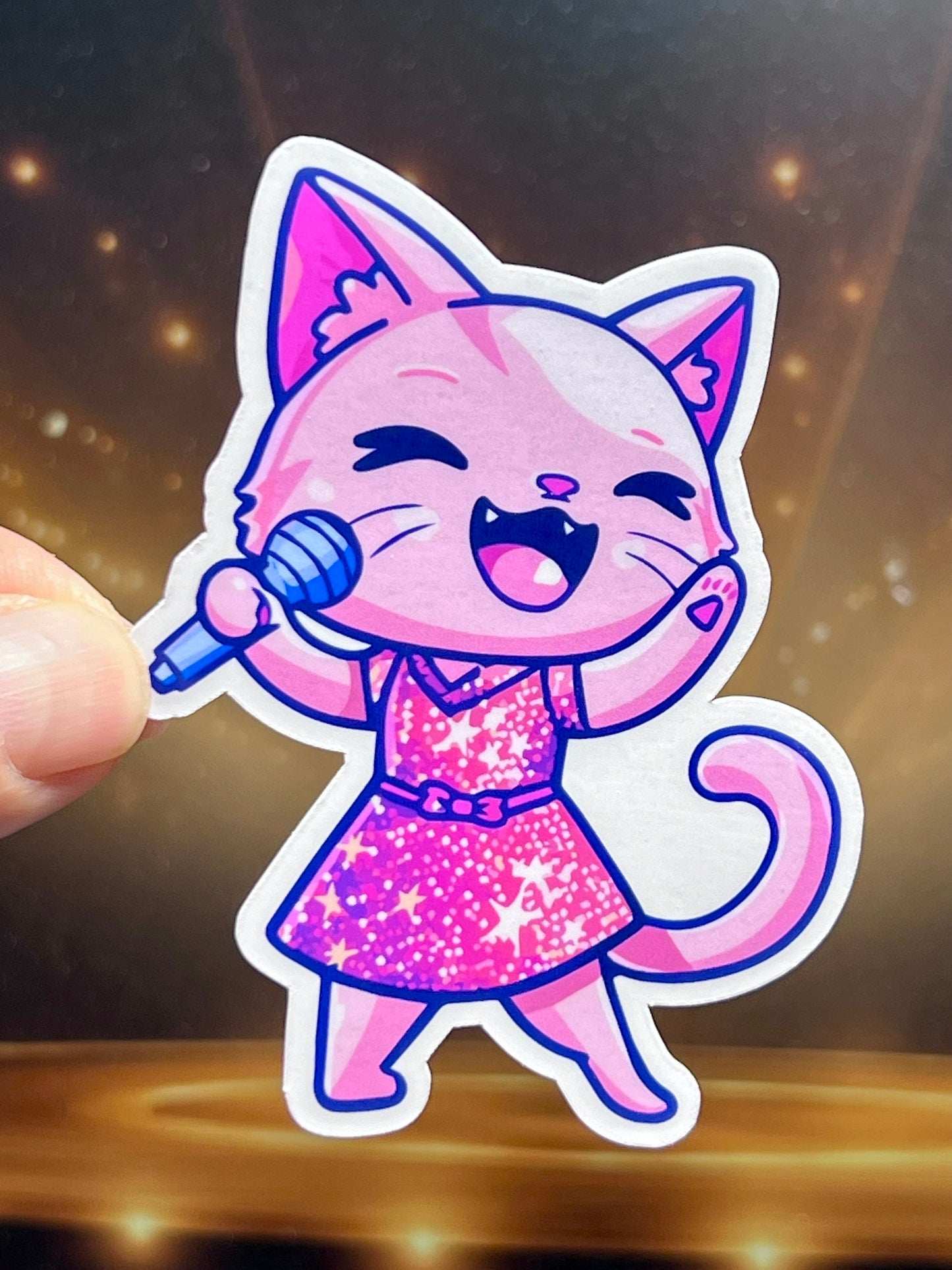 Singer Cat Vinyl Sticker