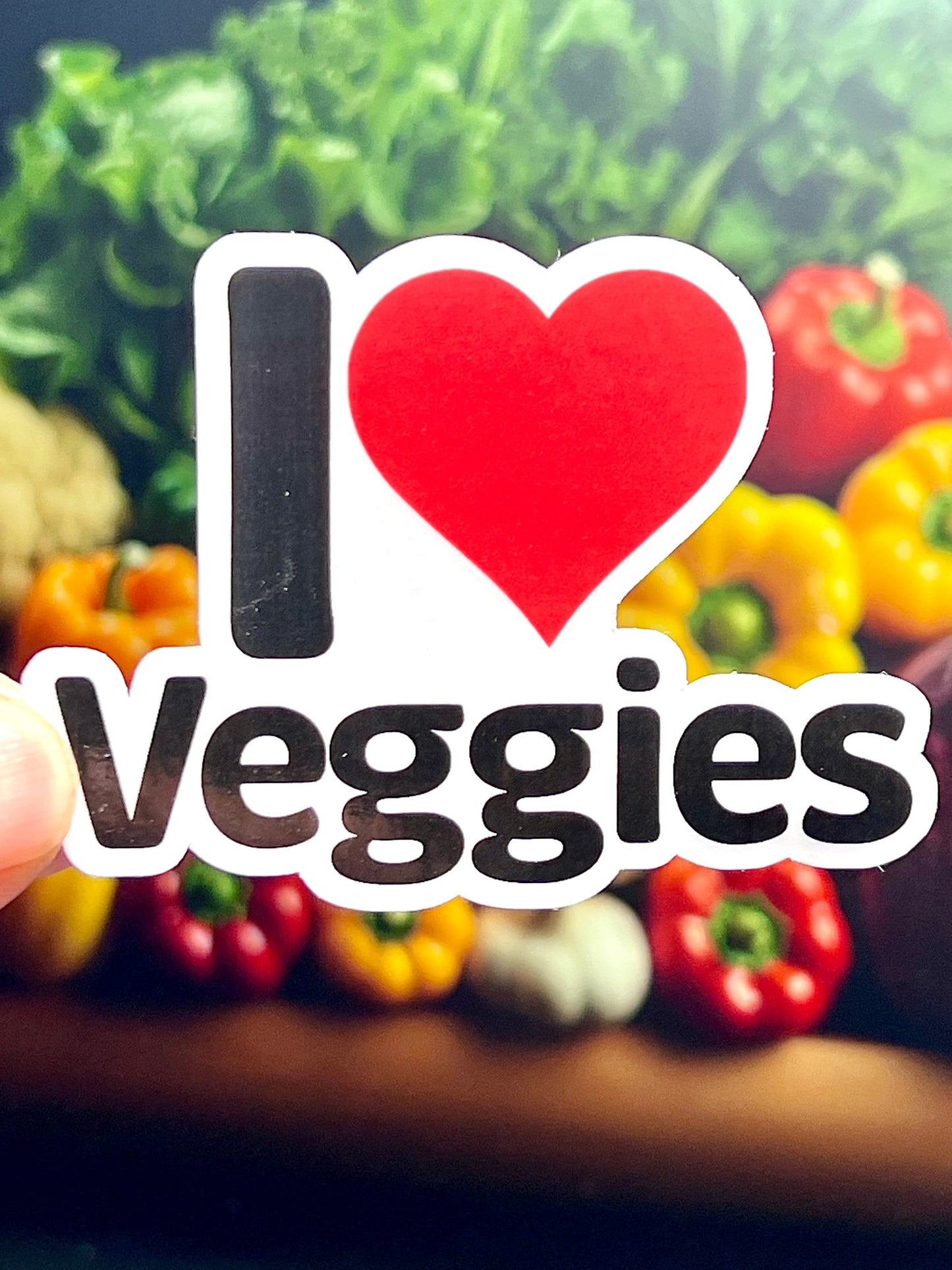 I Love Veggies Sticker | I Heart Veggies Vinyl Sticker | Vegan Vegetarians | Vegetables for Kids