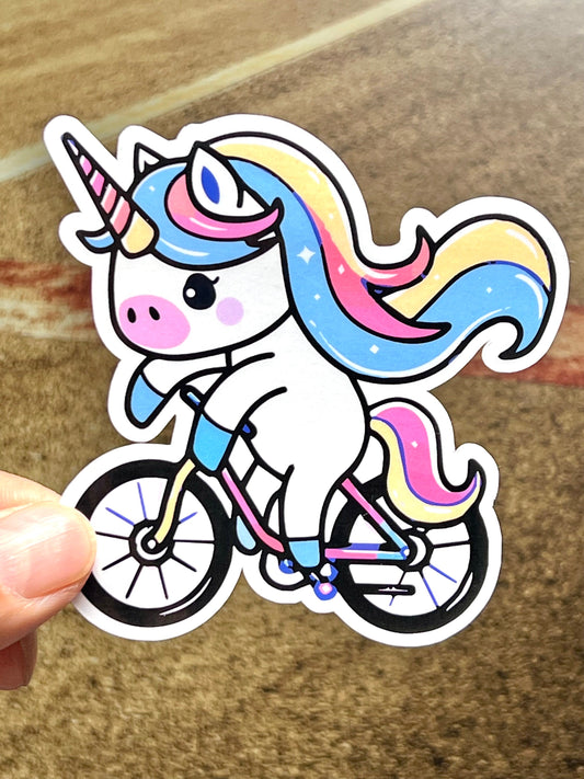 Unicorn Riding Bike Sticker | Bicycle Unicorn Sticker | Unicorn Lover Sticker | Unicorn Gift