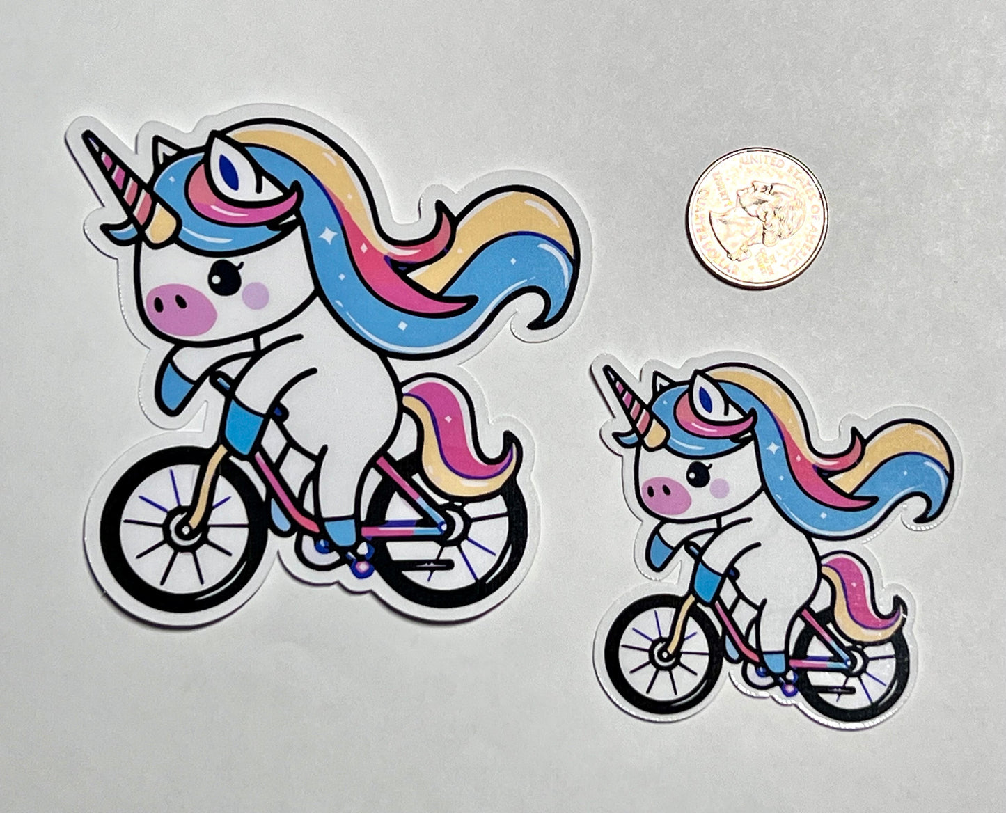 Unicorn Riding Bike Vinyl Sticker image 2