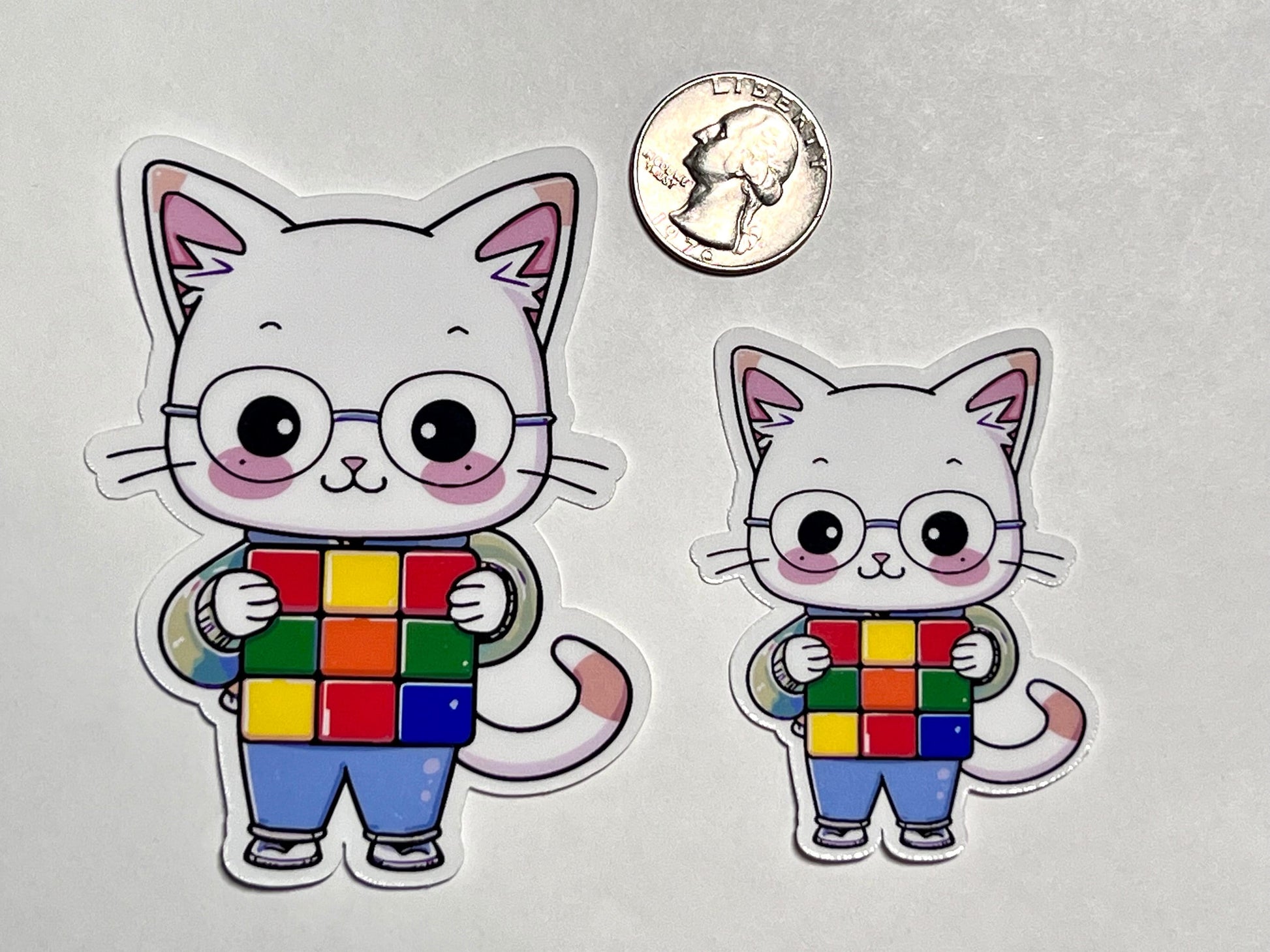 Puzzle Cube Cat Vinyl Sticker image 2