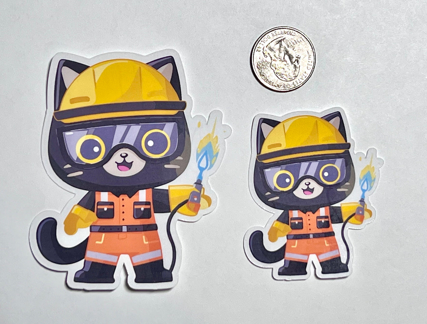 Welder Cat Vinyl Sticker image 2