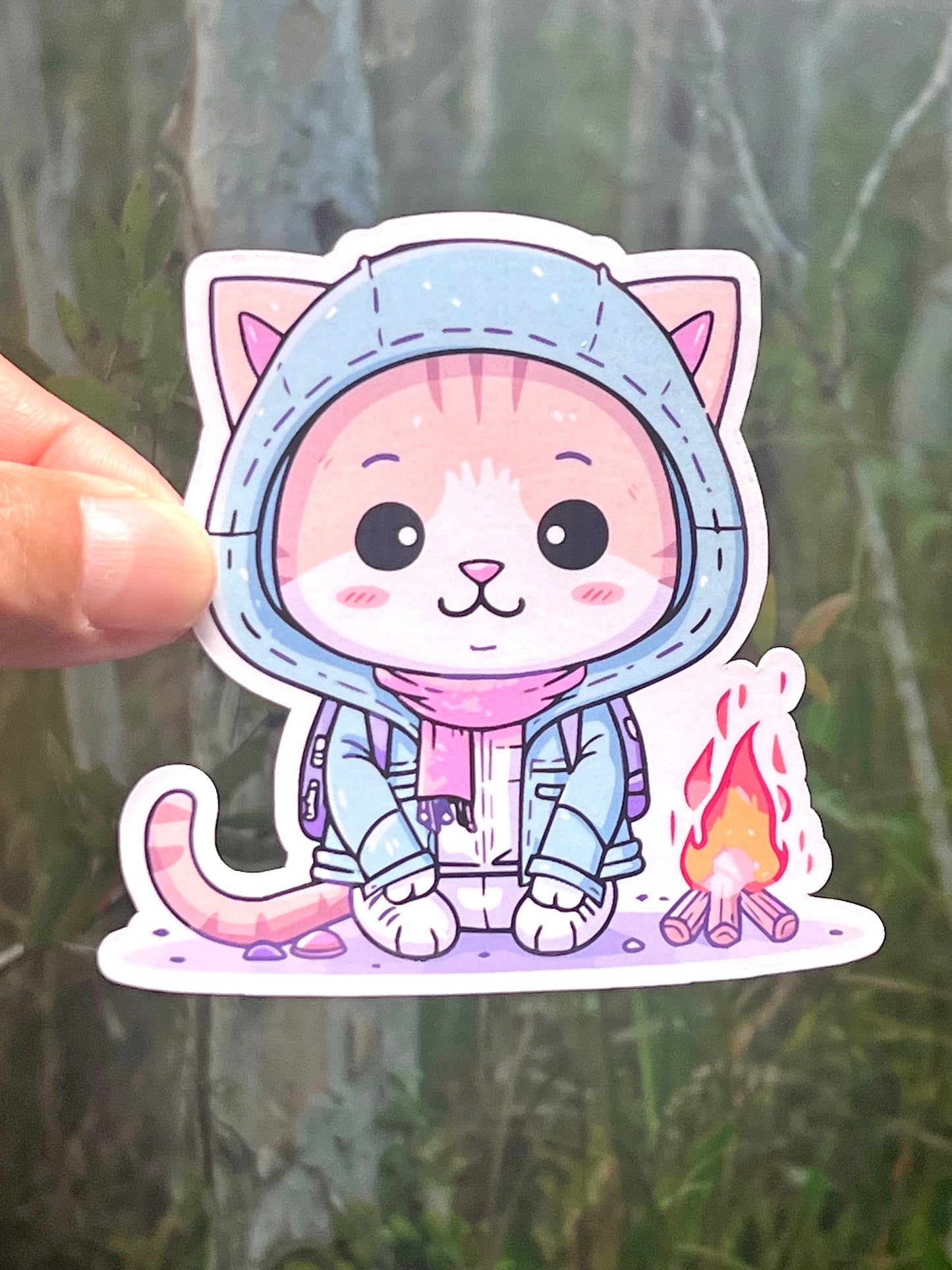 Campfire Cat Sticker | Bonfire Kitty Sticker