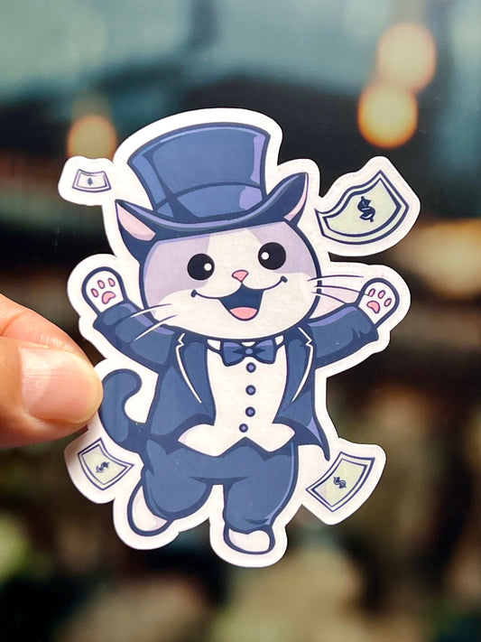 Money Cat Sticker | Rich Kitty Sticker | Cat throwing Cash Sticker