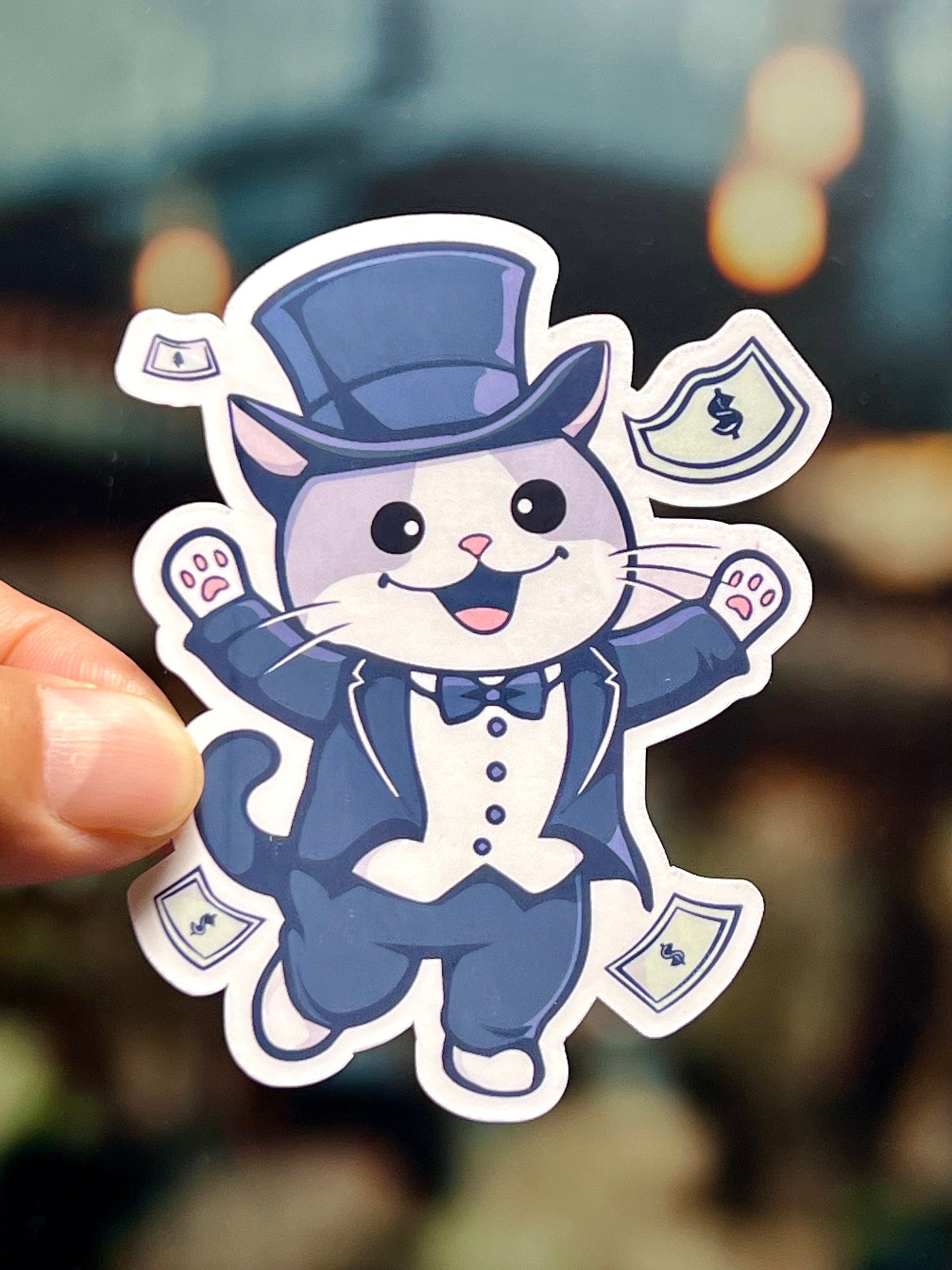 Money Cat Vinyl Sticker