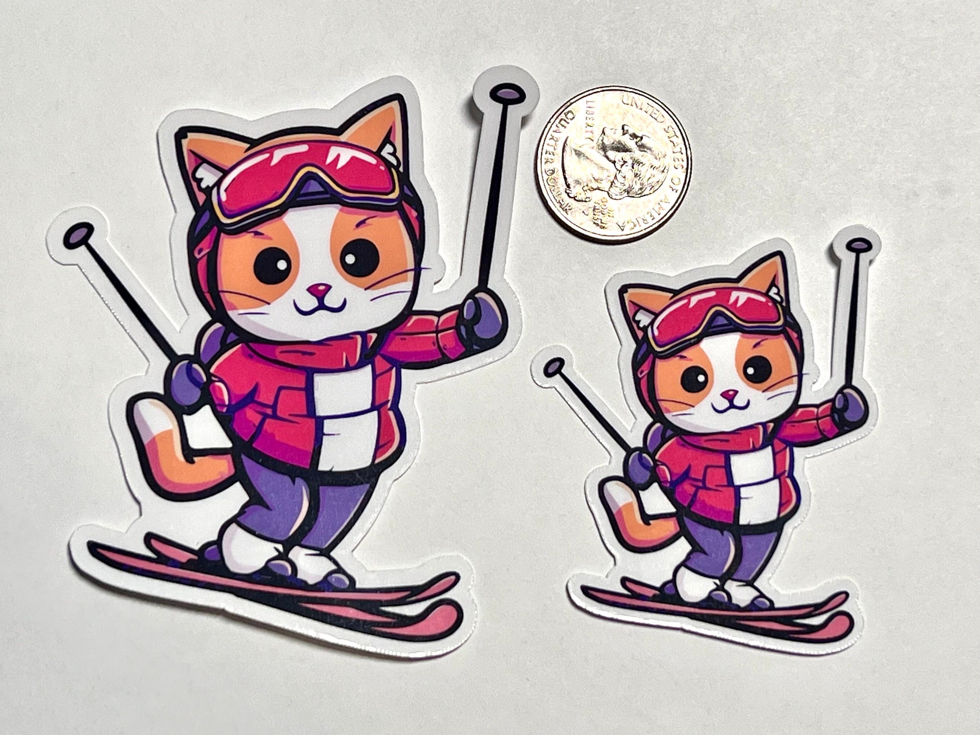 Skiing Cat Vinyl Sticker image 2