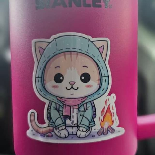 Campfire Cat Vinyl Sticker image 3