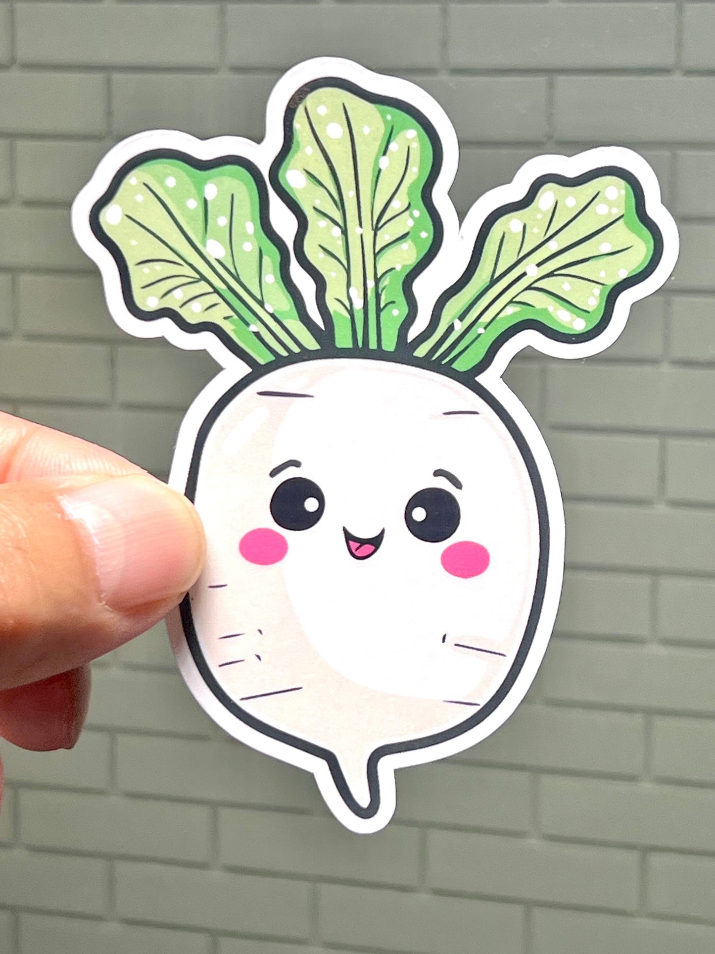 Cute Daikon Radish Sticker | Chinese Vegetable Kawaii Design Vinyl Sticker