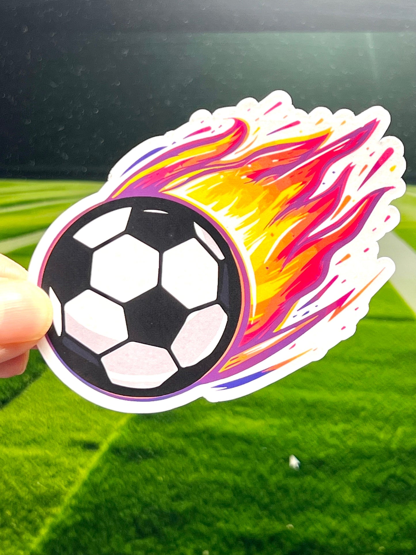 Flaming Soccer Ball Vinyl Sticker
