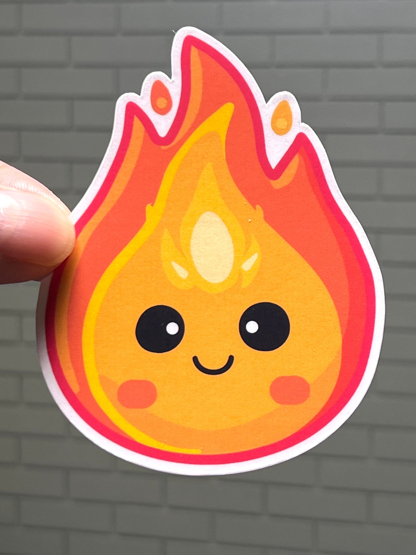 Cute Fire Sticker | Flickering Flame Kawaii Design Vinyl Sticker