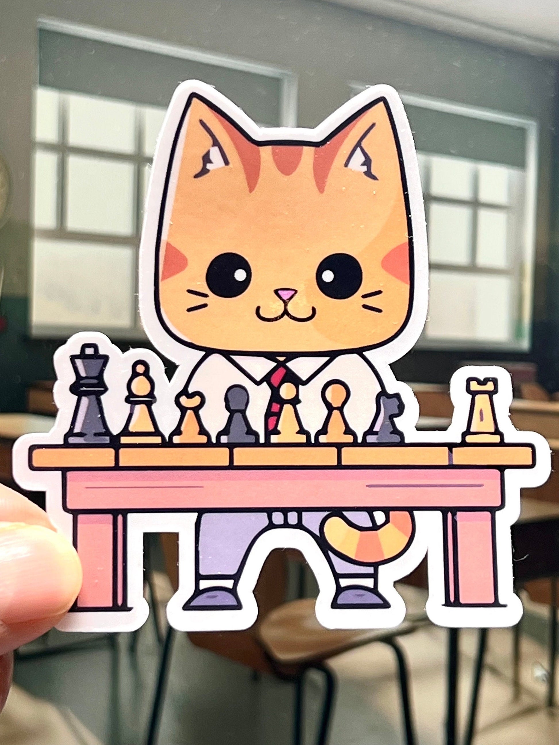 Chess Cat Vinyl Sticker