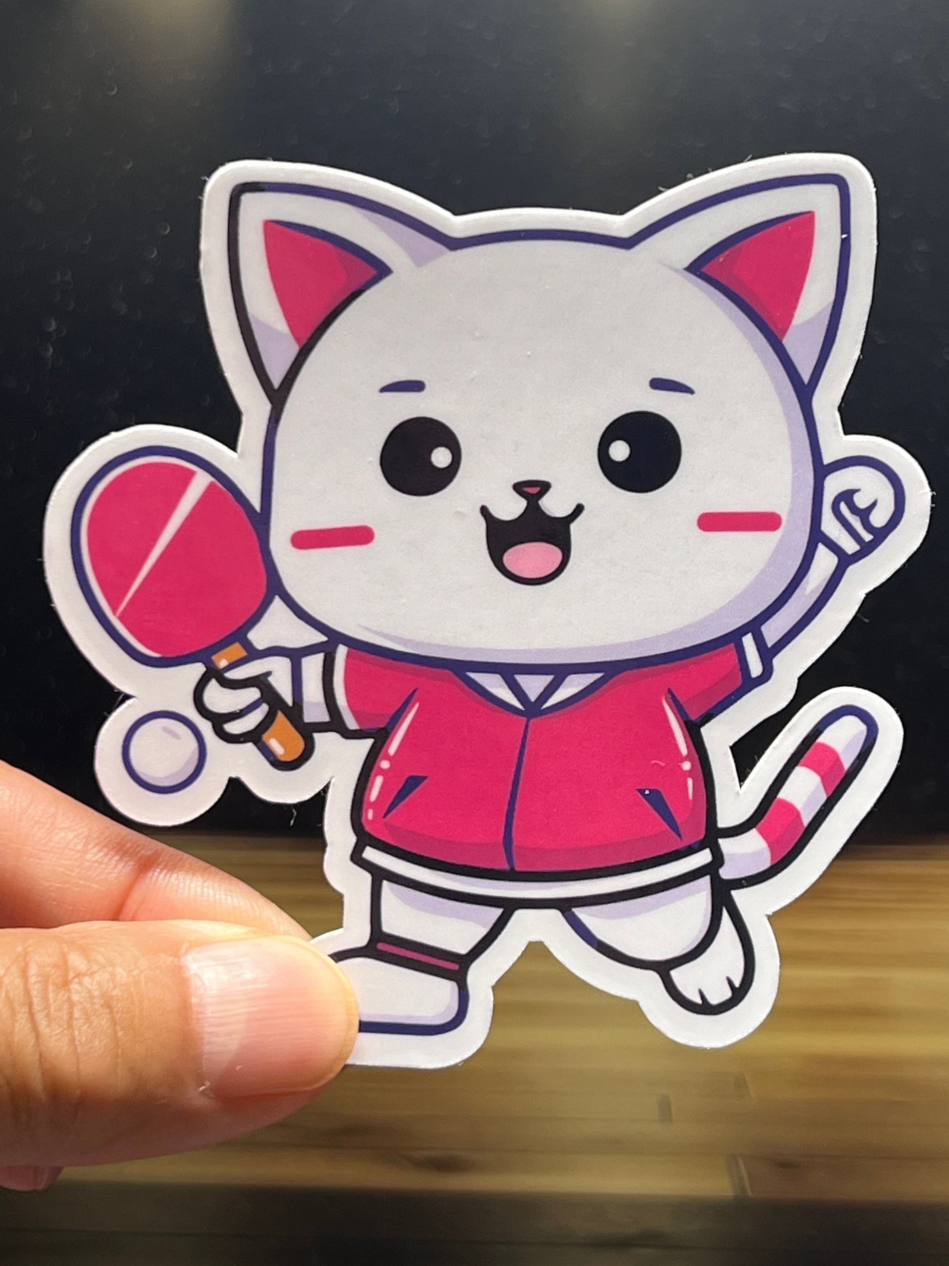 Ping Pong Cat Vinyl Sticker