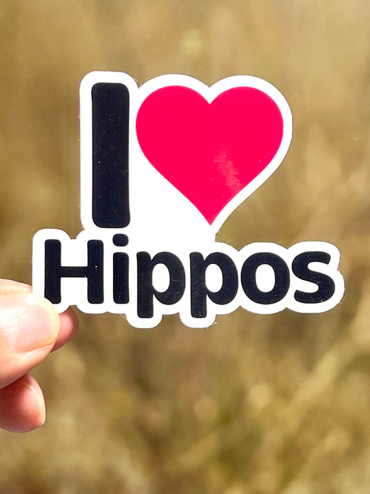 I love Hippos Word Sticker | I Heart Hippos | Hippopotamus