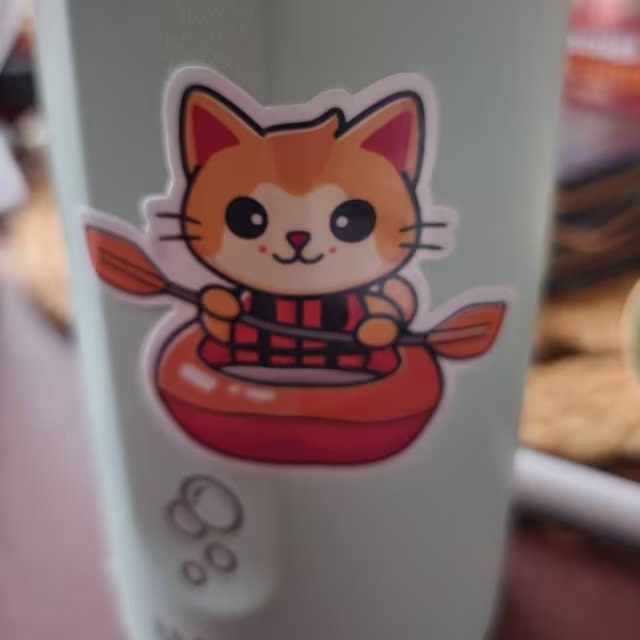 Kayak Cat Vinyl Sticker image 3