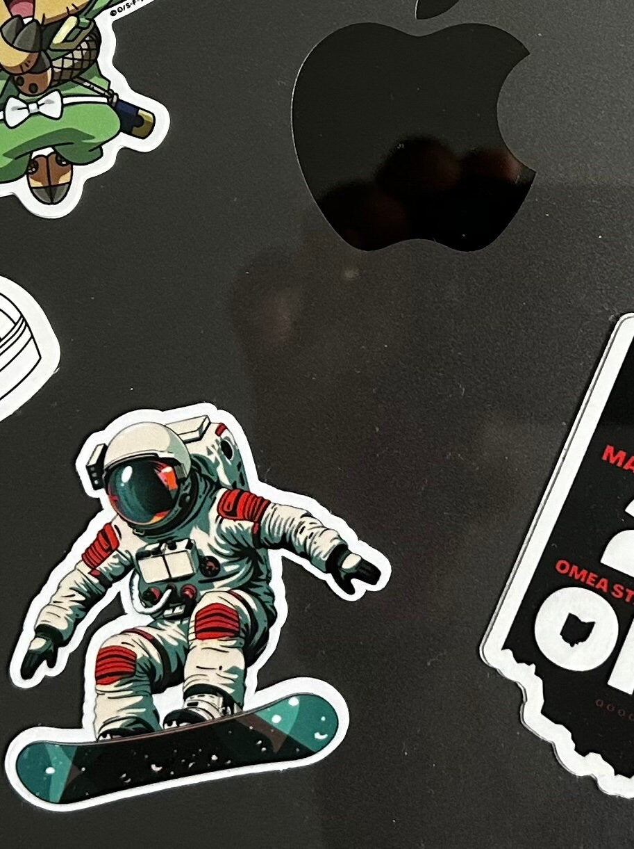 Snowboarding Astronaut Vinyl Sticker image 3