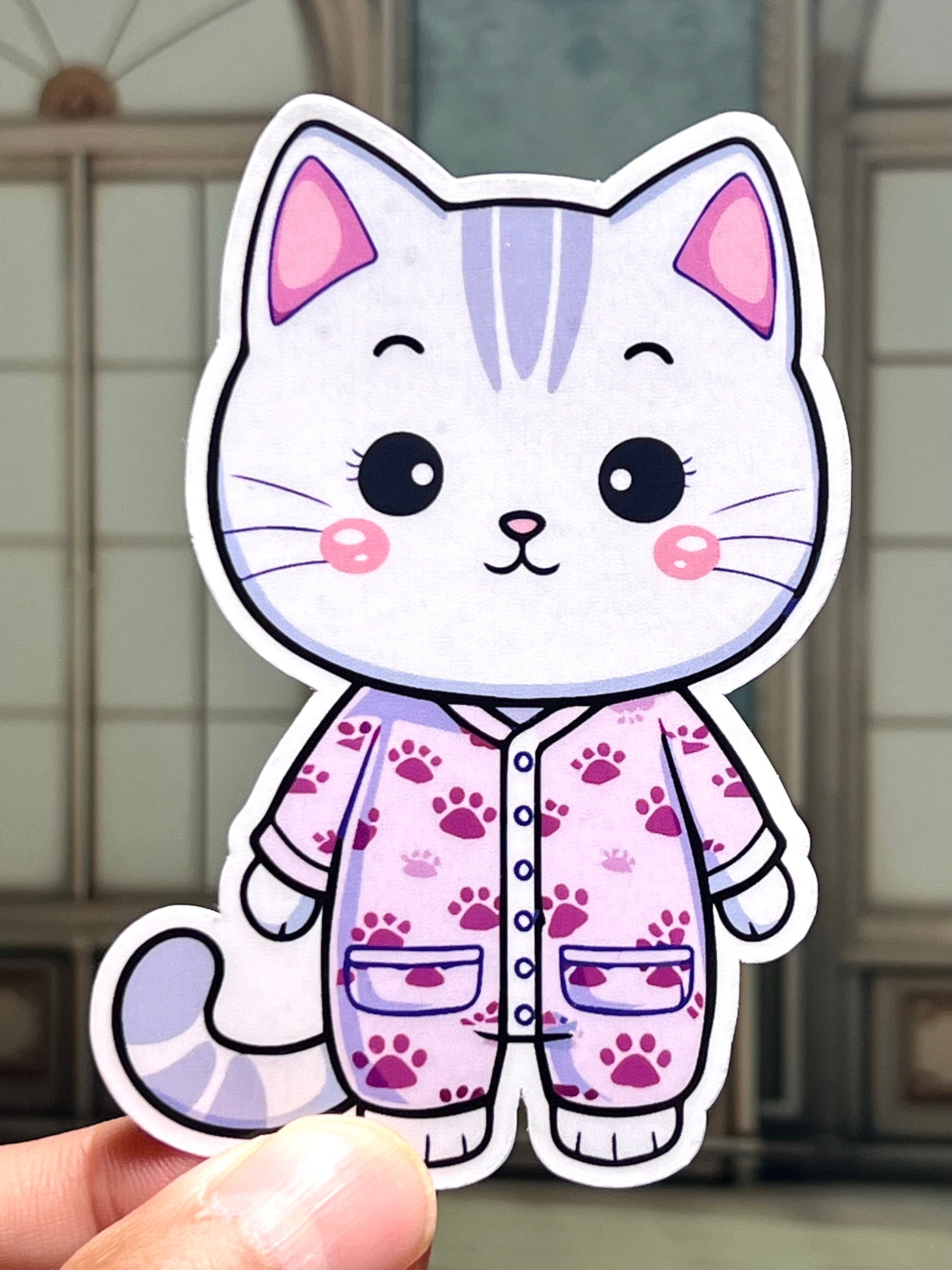 Pajama Kitty Vinyl Sticker