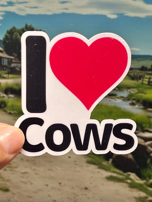 I love Cows Sticker | I Heart Cows Vinyl Sticker | Dairy Heartland | Farm Farmer Life