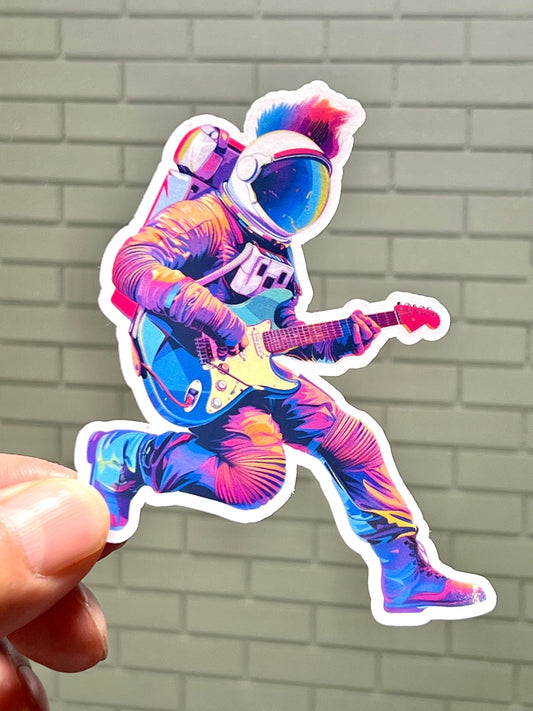 Astronaut Playing Guitar Sticker | Electric Guitar Astronaut Vinyl Sticker