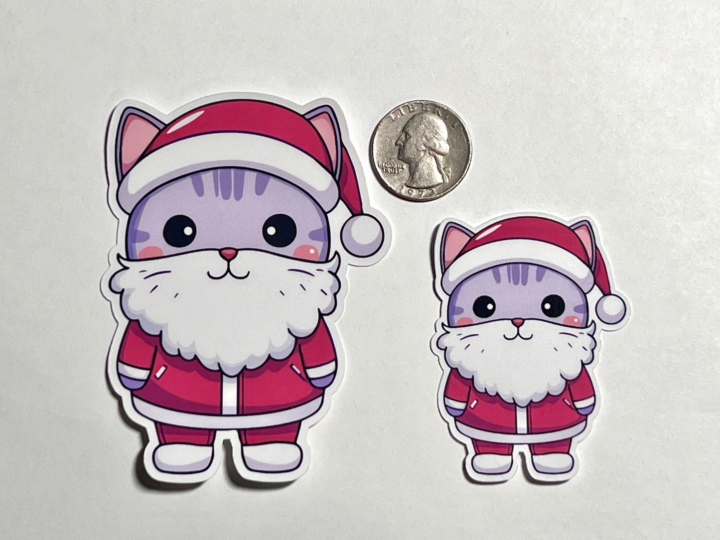 Santa Cat Vinyl Sticker image 2