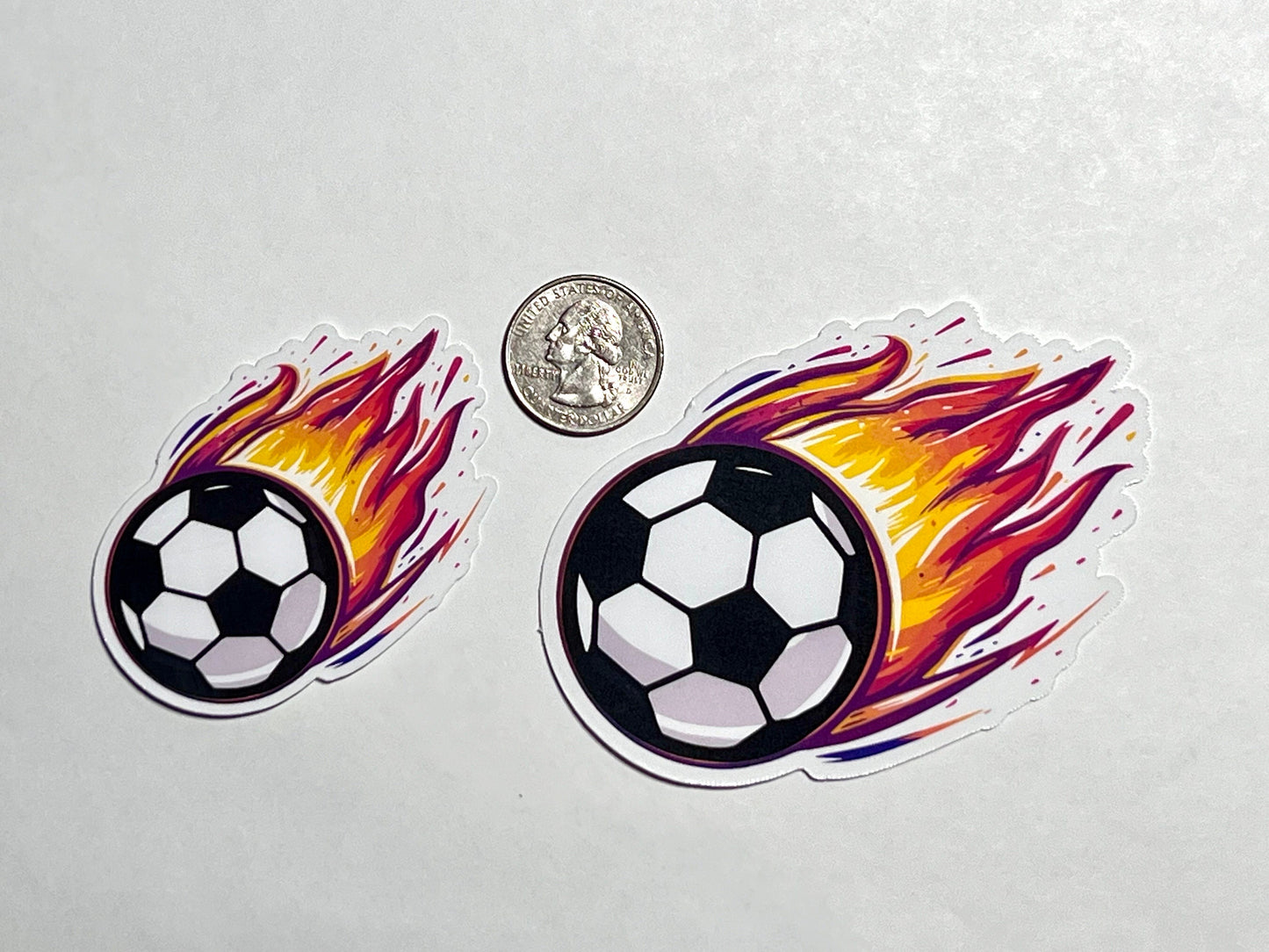 Flaming Soccer Ball Vinyl Sticker image 2