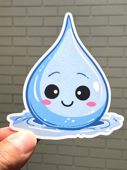 Cute Water Drop Sticker | Splashing Raindrop Kawaii Design Kids Vinyl Sticker