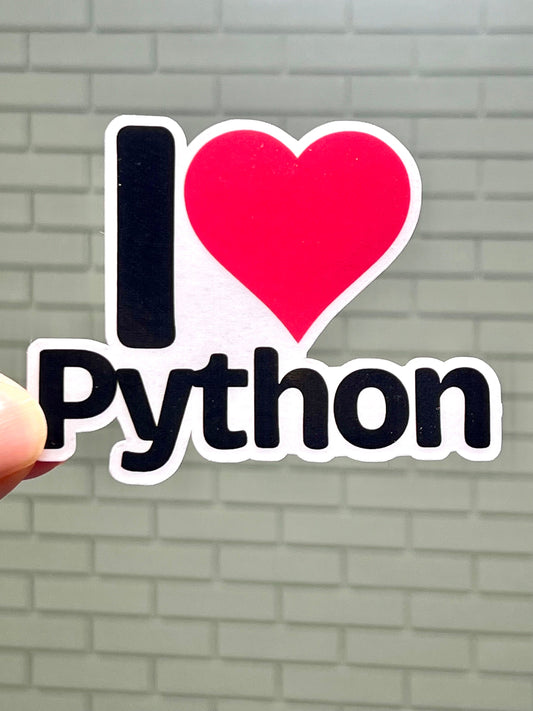 I love Python Sticker | I Heart Python Sticker | Programming Coder Gift | Computer Science