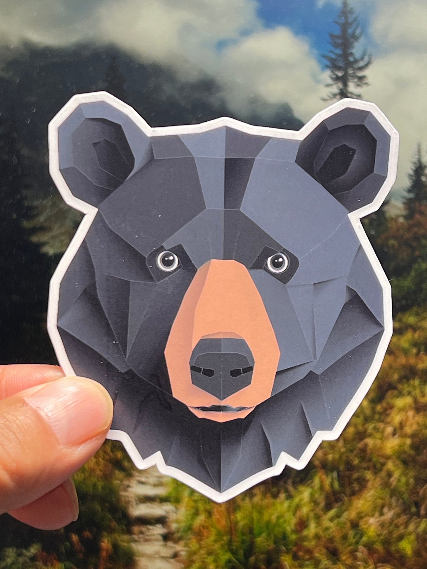 Geometric Black Bear Vinyl Sticker