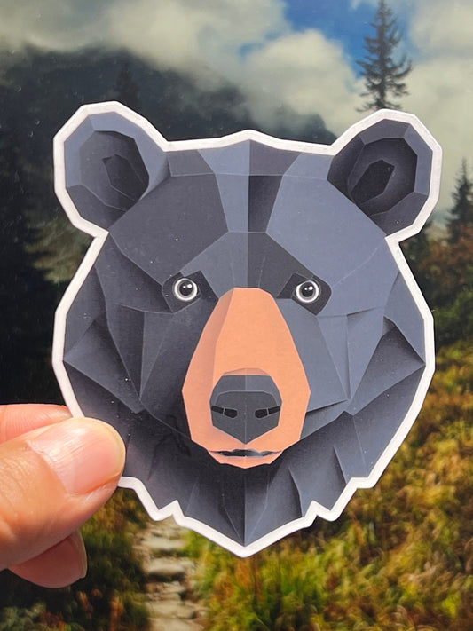 Geometric Black Bear Vinyl Sticker