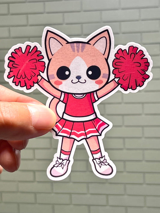 Cheerleader Cat Vinyl Sticker