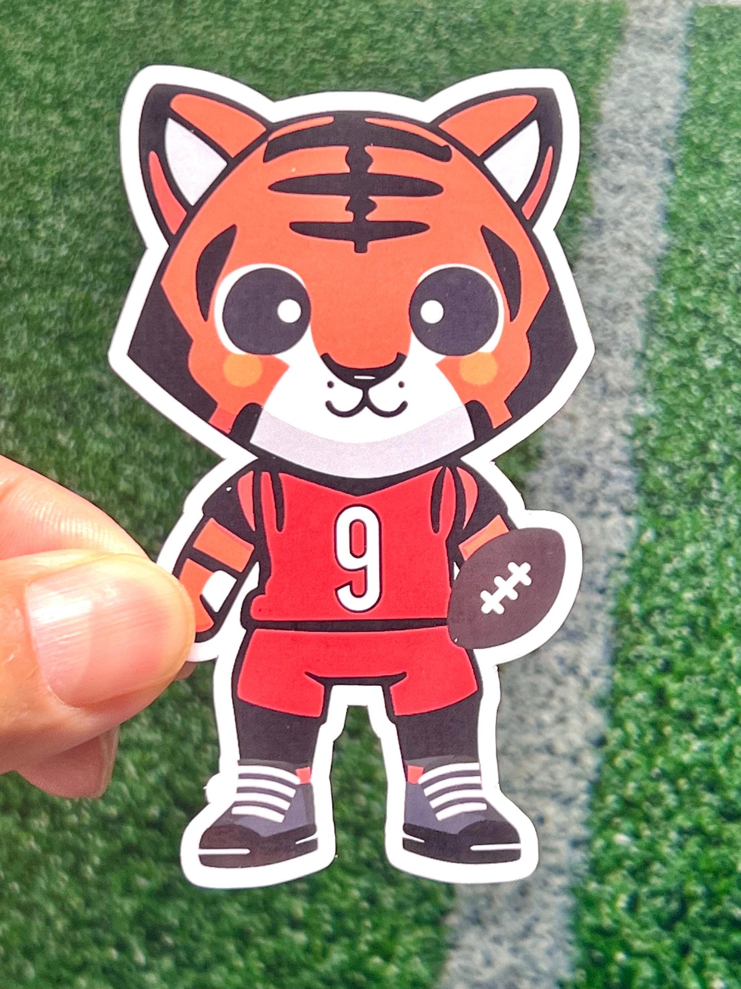 Tiger Wearing Joe Burrow's All Orange Uniform Vinyl Sticker