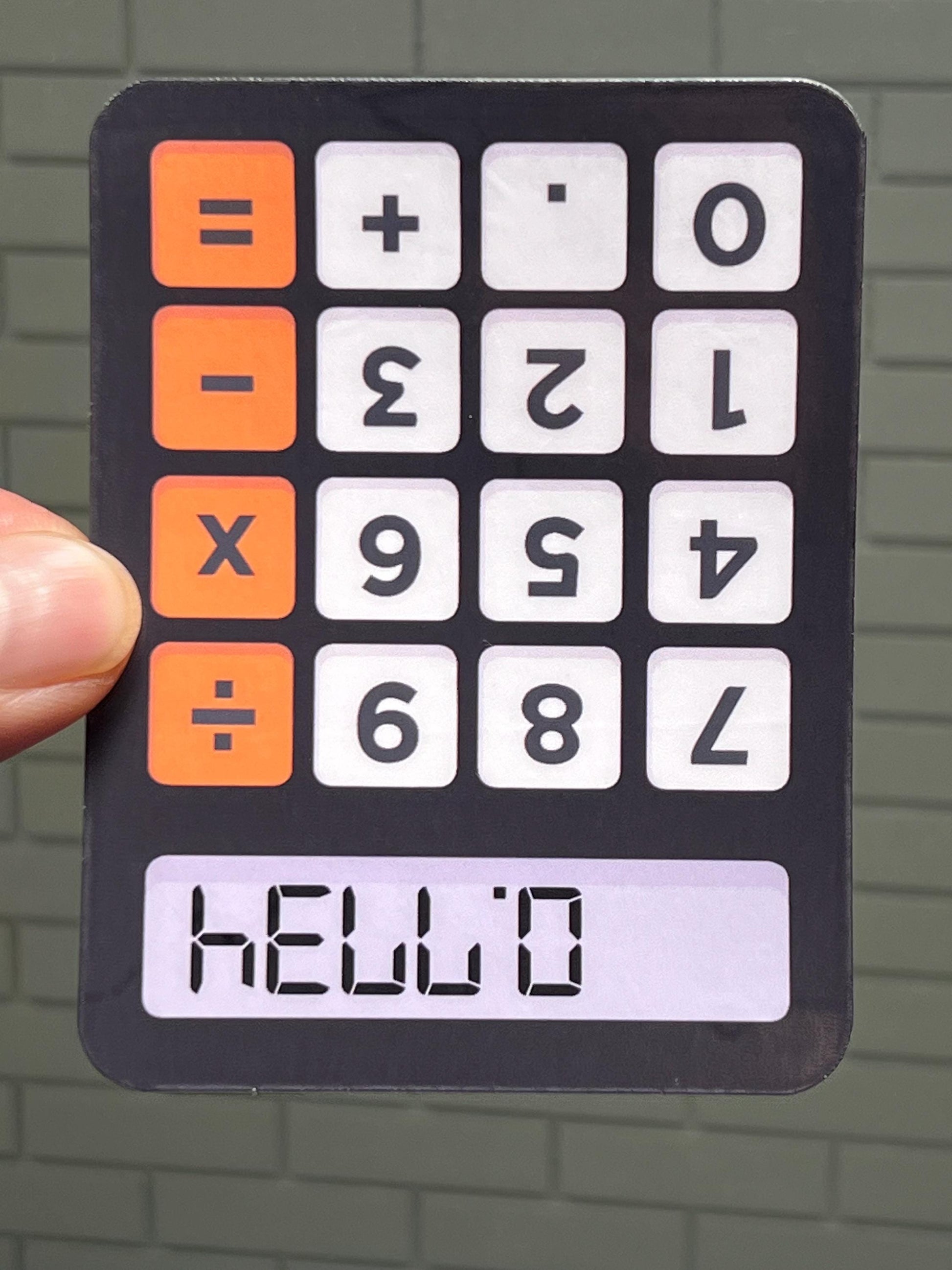 Upside Down Calculator Hello Vinyl Sticker