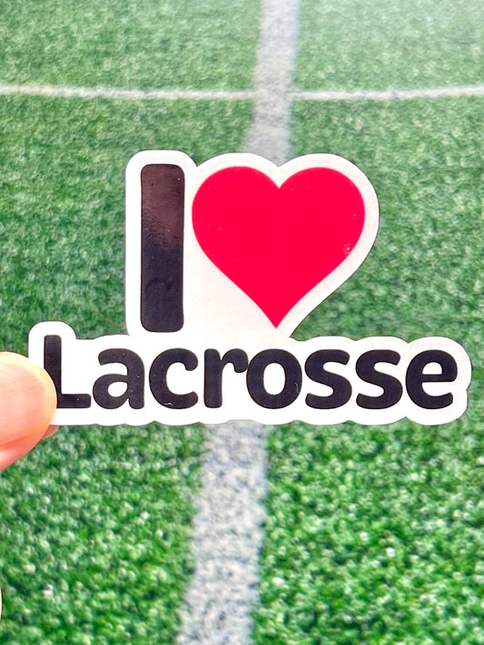 I Love Lacrosse Sticker | I Heart Lacrosse Vinyl Sticker | High School & College Lacrosse