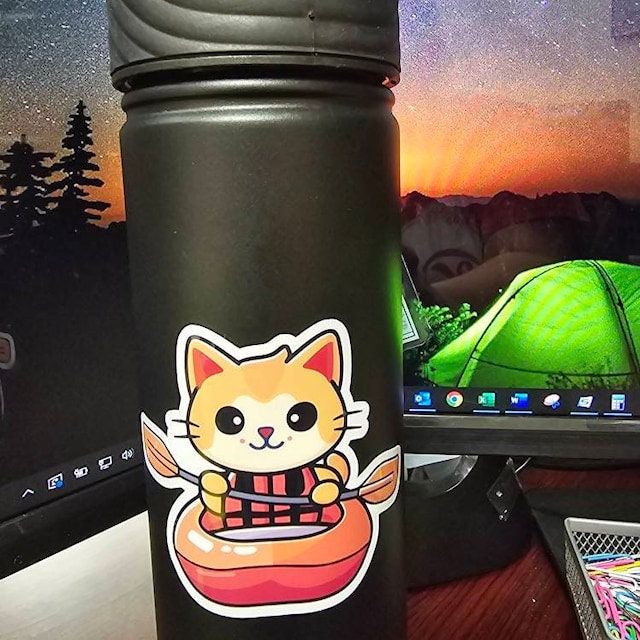 Kayak Cat Vinyl Sticker image 4