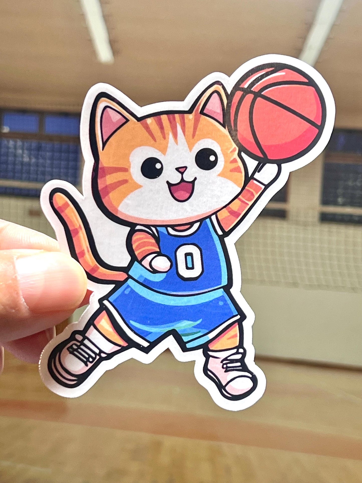 Basketball Layup Cat Vinyl Sticker
