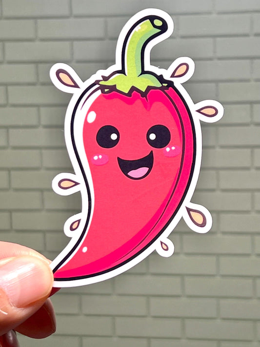 Cute Chili Pepper Sticker | Hot Pepper Kawaii Design | Spicy Food Lover | Spicy Cuisine | Bring Some Heat | Chili Sauce