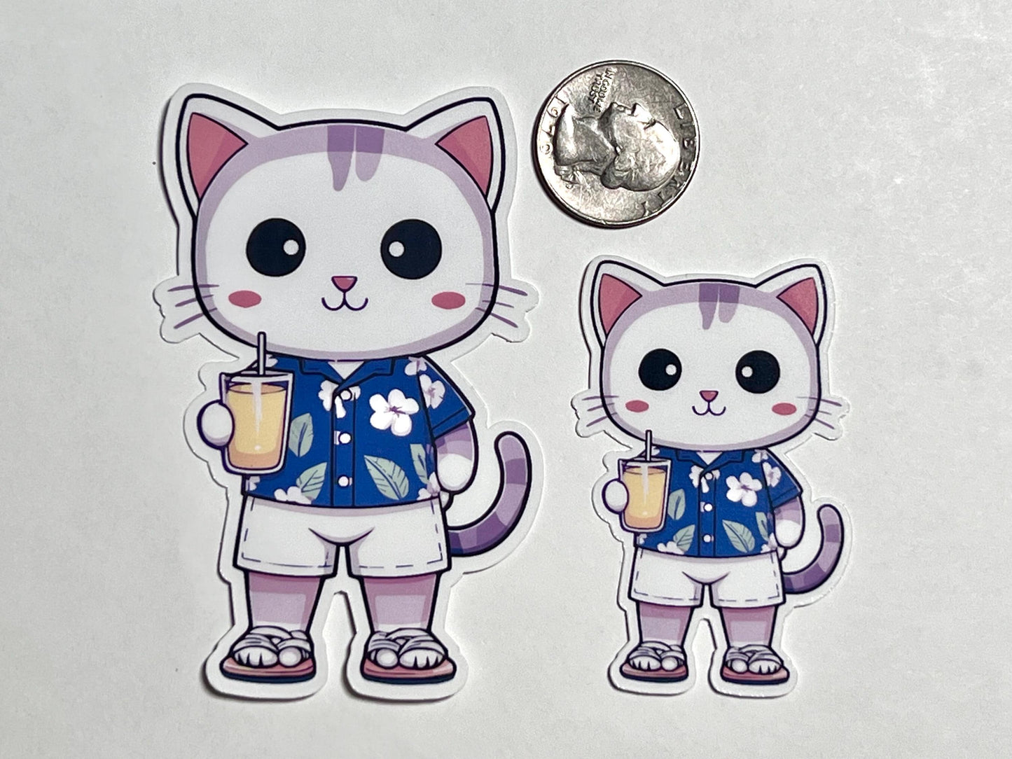 Hawaiian Shirt Cat Vinyl Sticker image 2